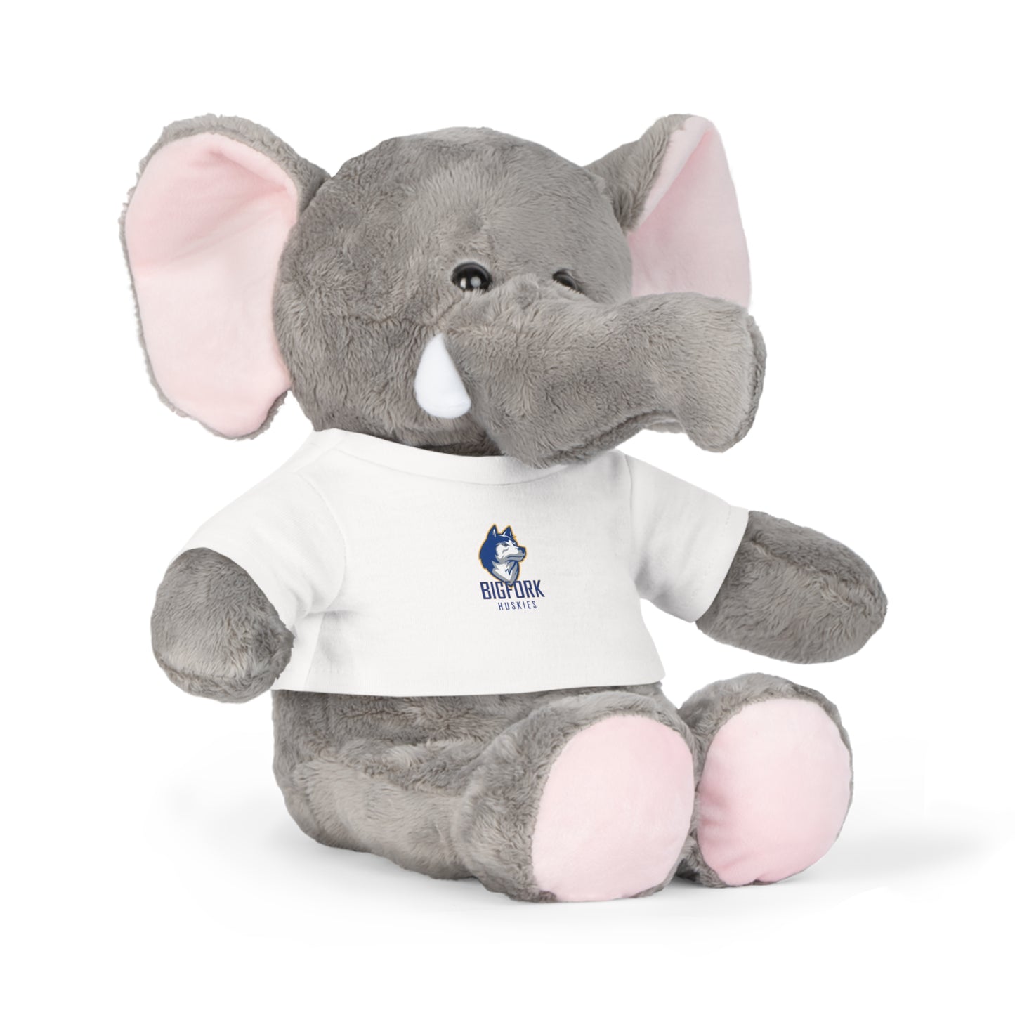 Bigfork Huskies Plush Buddies — Mini Tee w/ Logo (Sheep • Bear • Bunny • Elephant)