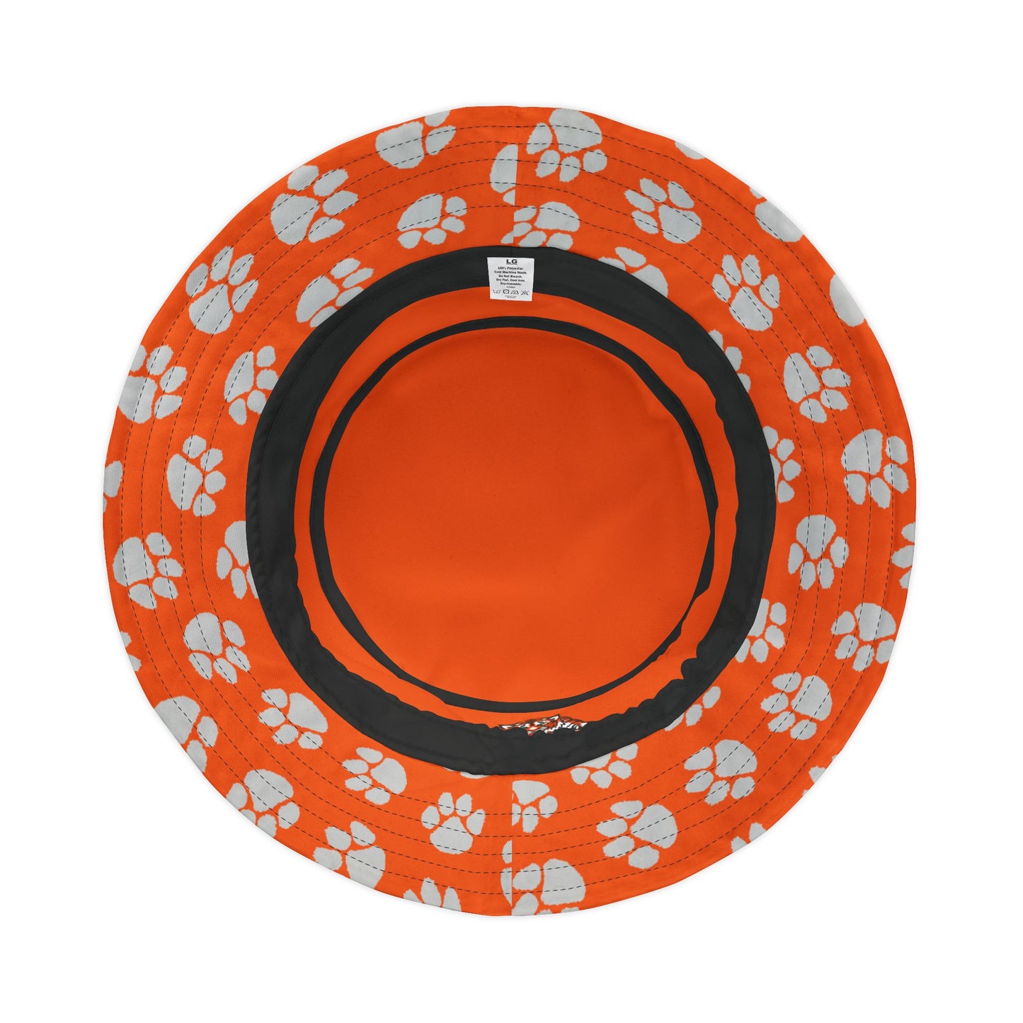 Bucket Hat - Cherry Tigers Orange Embroidered with White Tiger Paw Prints