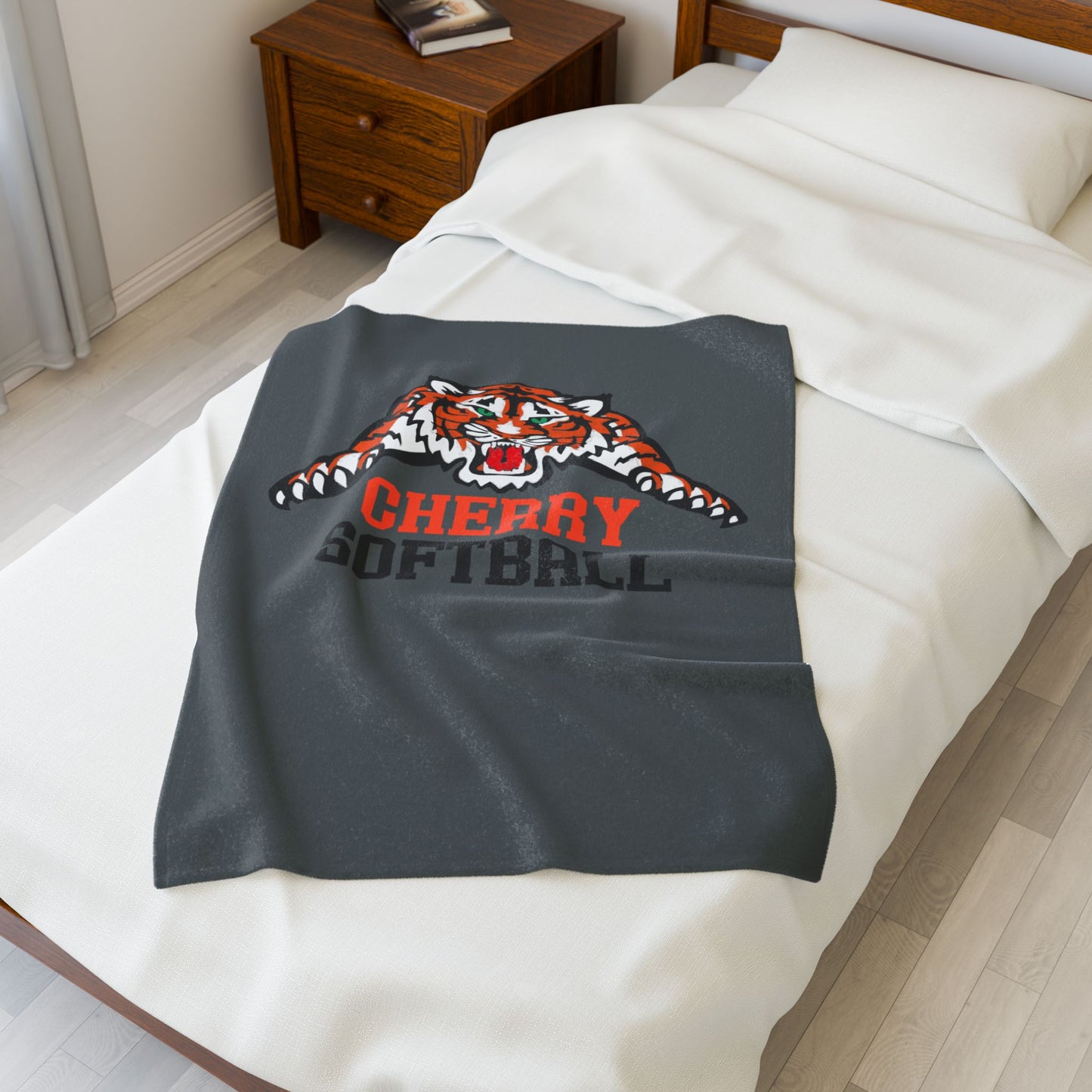 Cherry Tigers Softball Velveteen Blanket