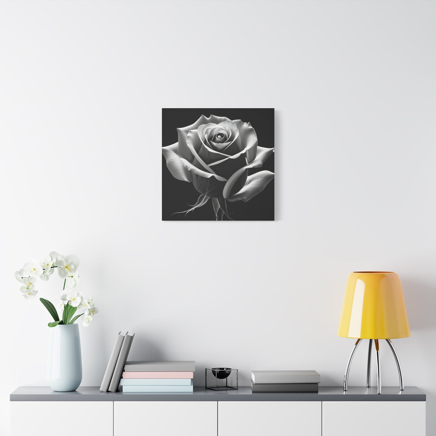 Elegant Black and White Rose Canvas Art