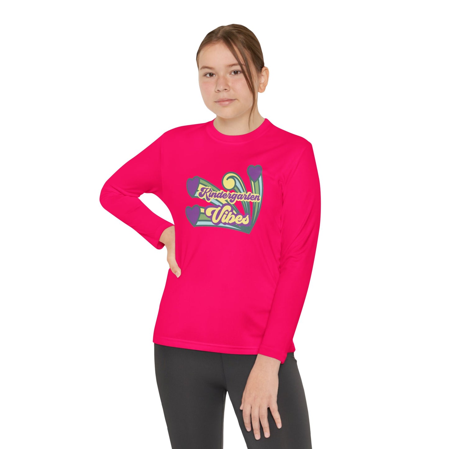 Kindergarten Vibes โ Youth Long Sleeve Performance Tee
