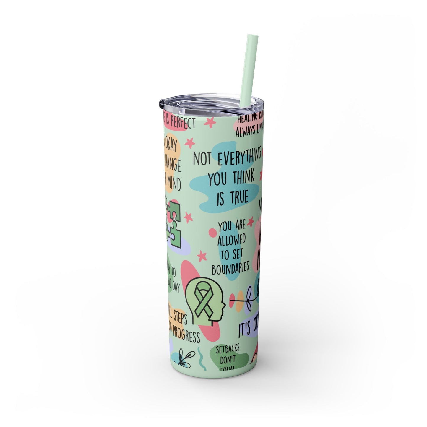 Mental Health Matters 20oz Skinny Tumbler – Self Care Cup