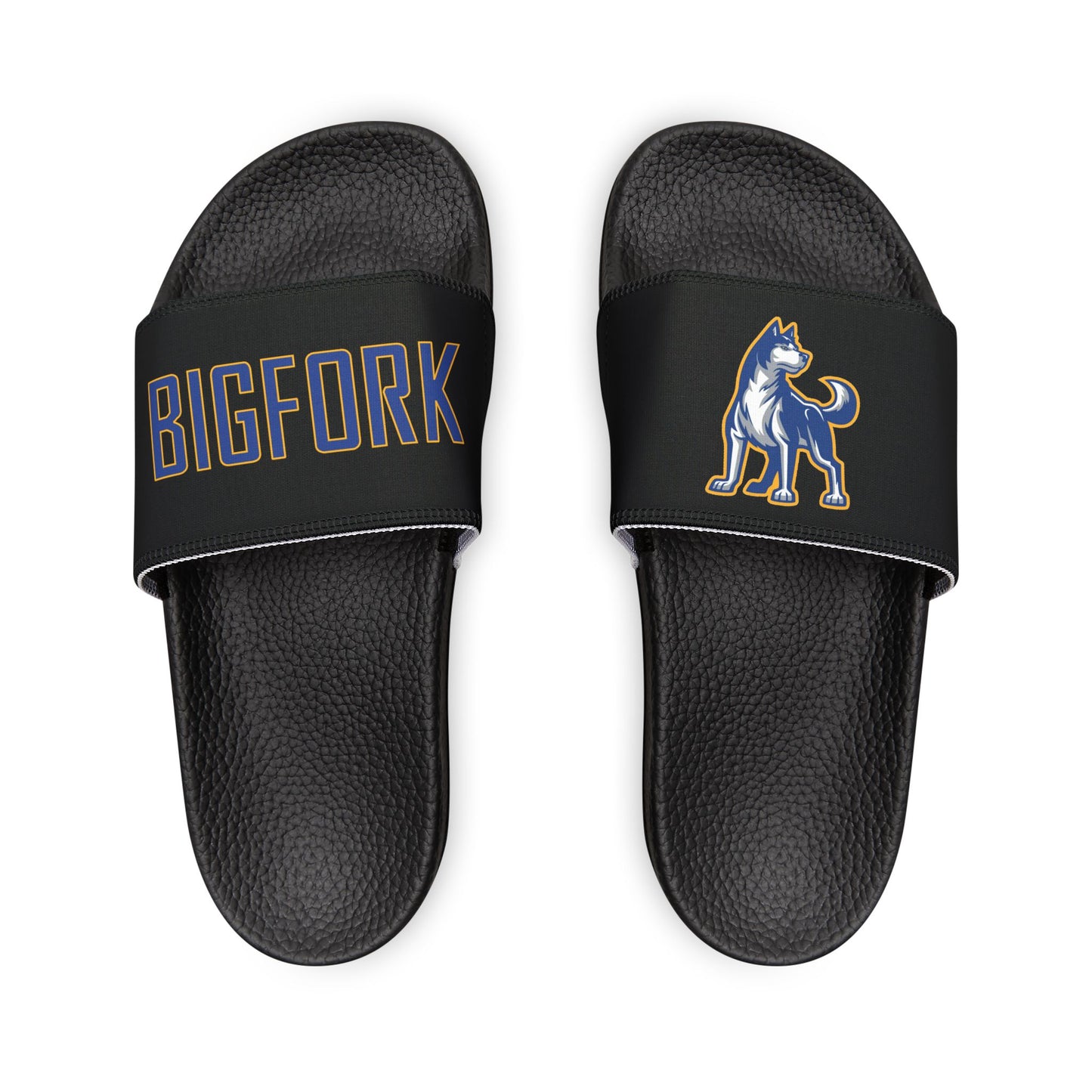 Bigfork Huskies Men’s Slide Sandals — Removable Straps (Black or White Outsole)