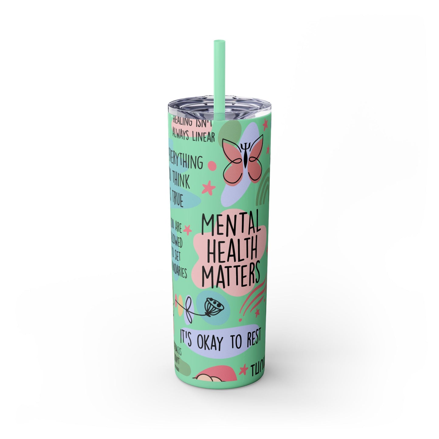 Mental Health Matters 20oz Skinny Tumbler – Self Care Cup