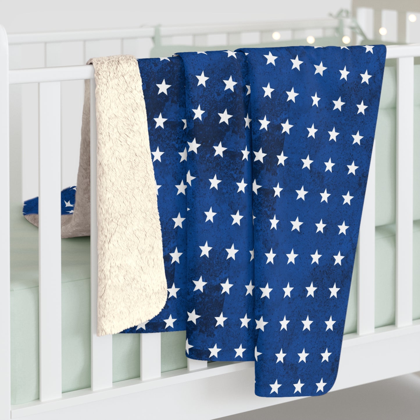 USA Stars Sherpa Fleece Blanket – Cozy, Patriotic Design