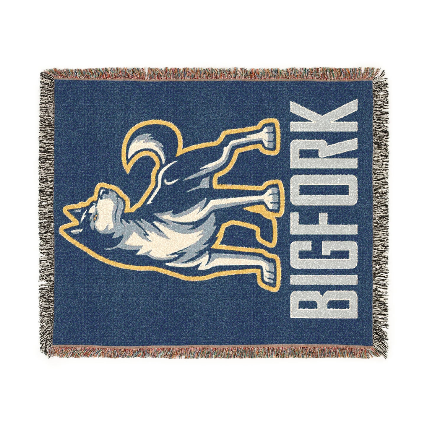 Bigfork Huskies Woven Throw Blanket β 100% Cotton, Fringed, 3 Sizes