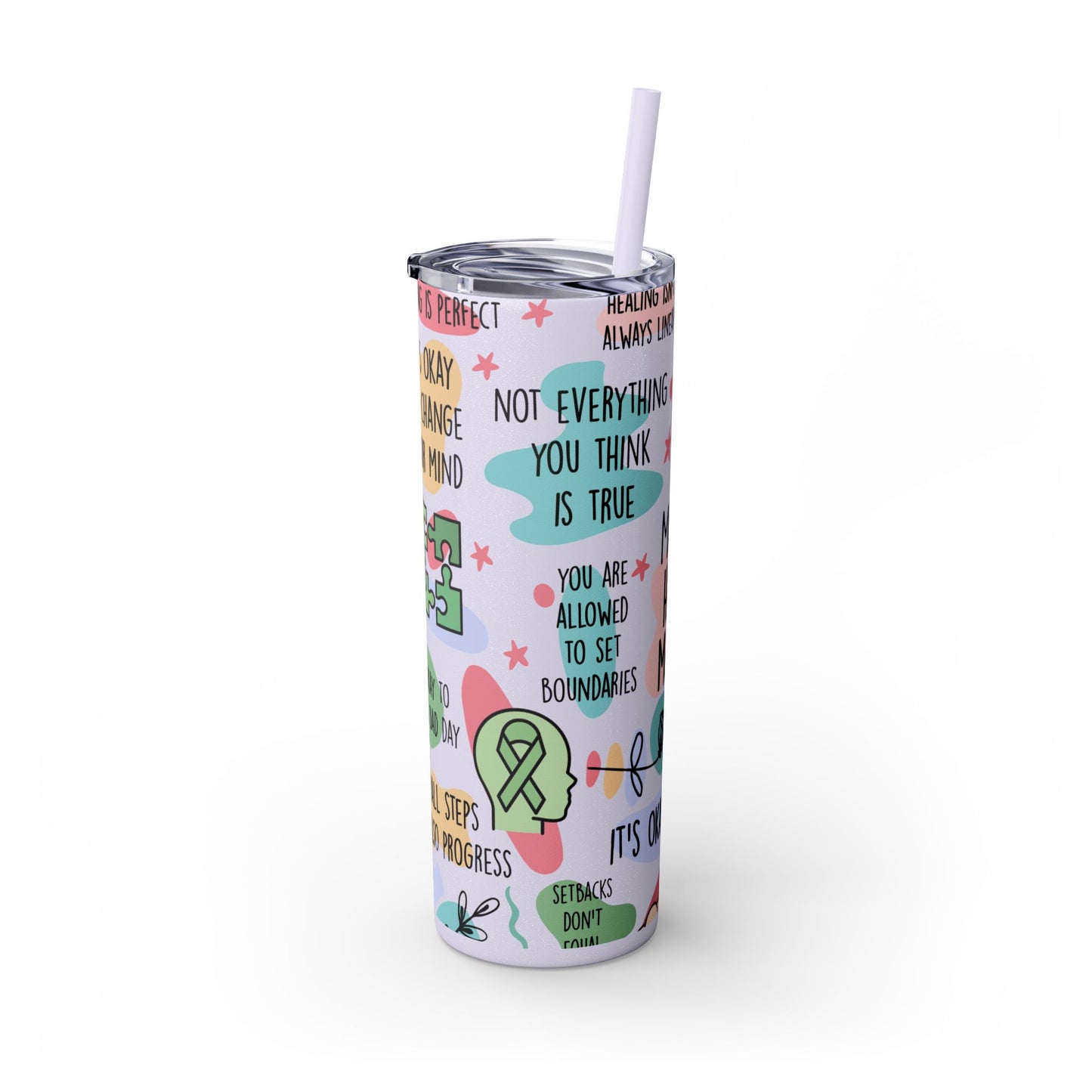 Mental Health Matters 20oz Skinny Tumbler – Self Care Cup