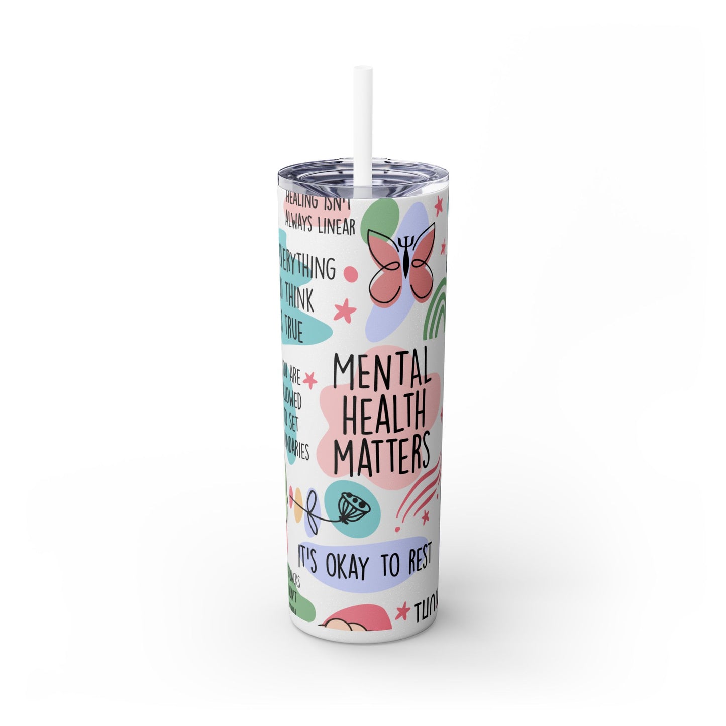 Mental Health Matters 20oz Skinny Tumbler – Self Care Cup