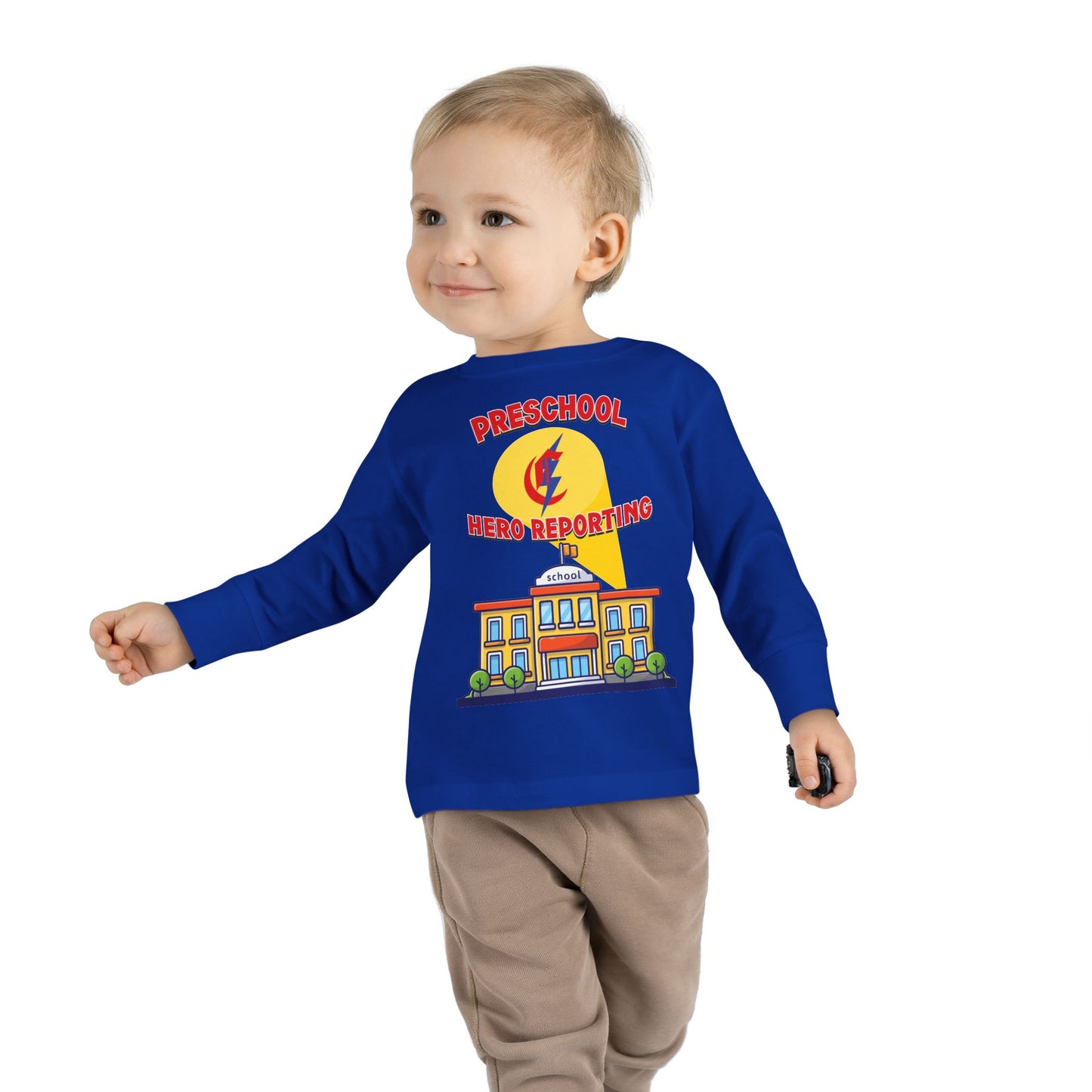 Preschool: Hero Reporting for Duty – Chisholm Bluestreaks Toddler Long Sleeve Tee
