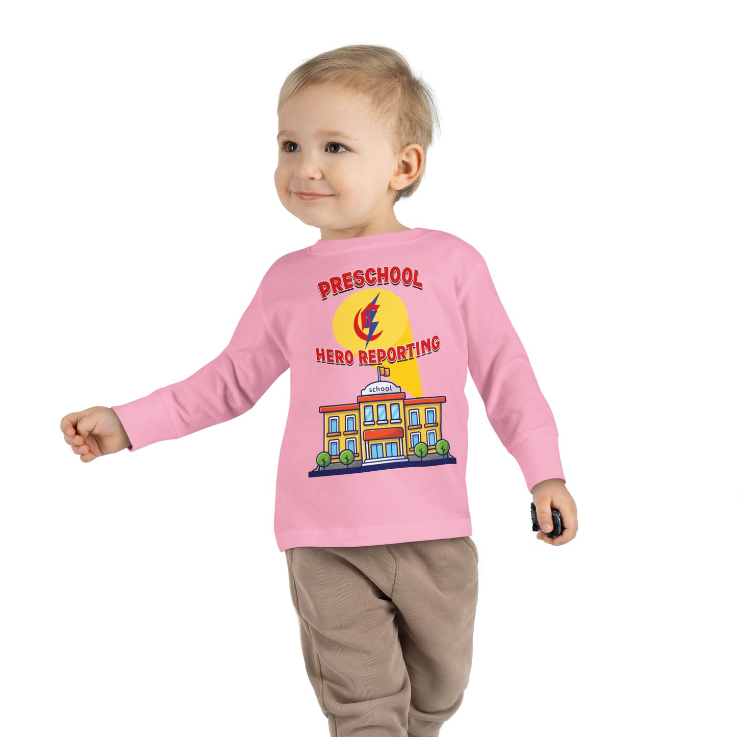 Preschool: Hero Reporting for Duty – Chisholm Bluestreaks Toddler Long Sleeve Tee