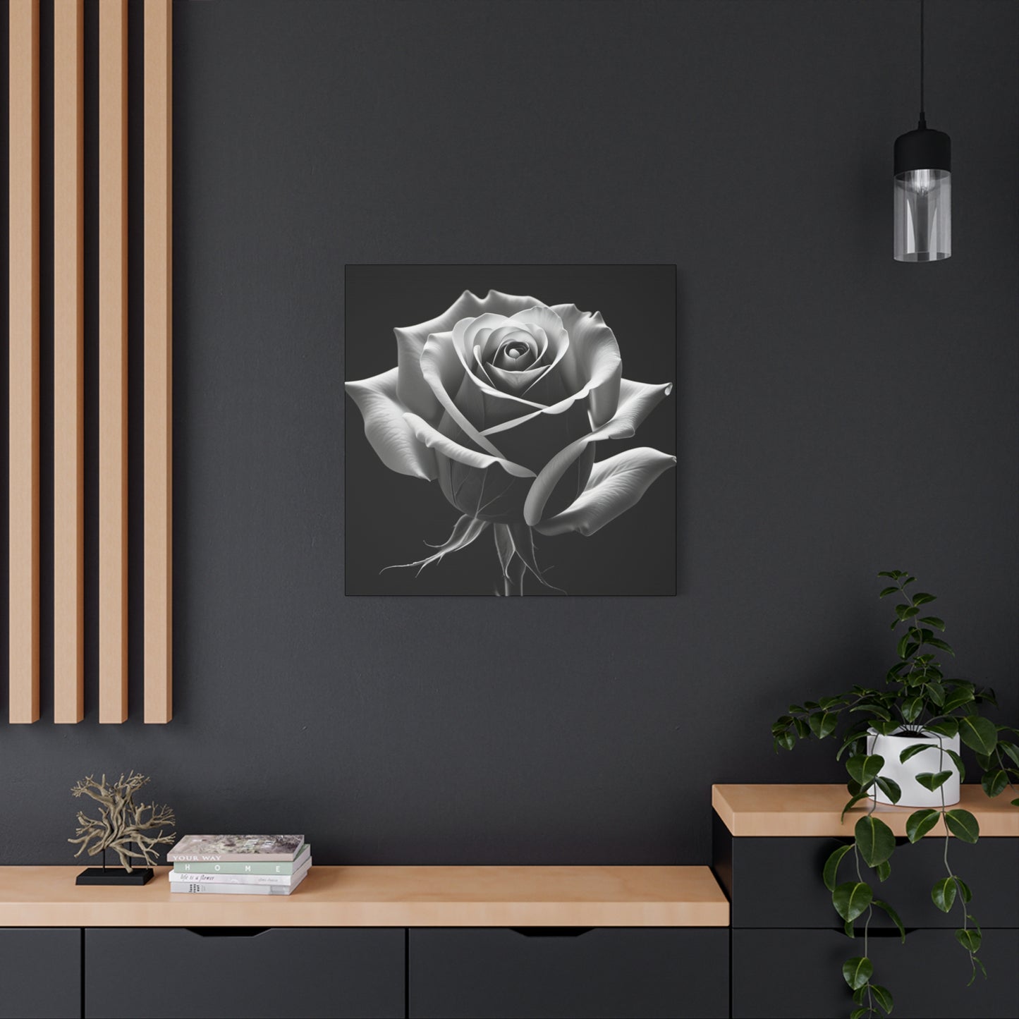 Elegant Black and White Rose Canvas Art