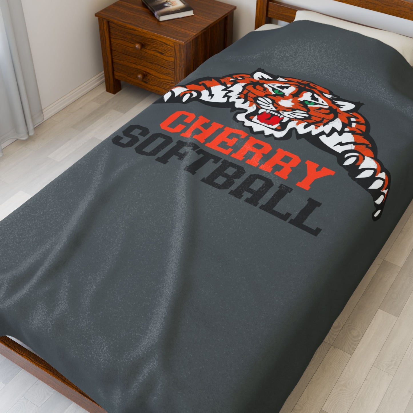 Cherry Tigers Softball Velveteen Blanket