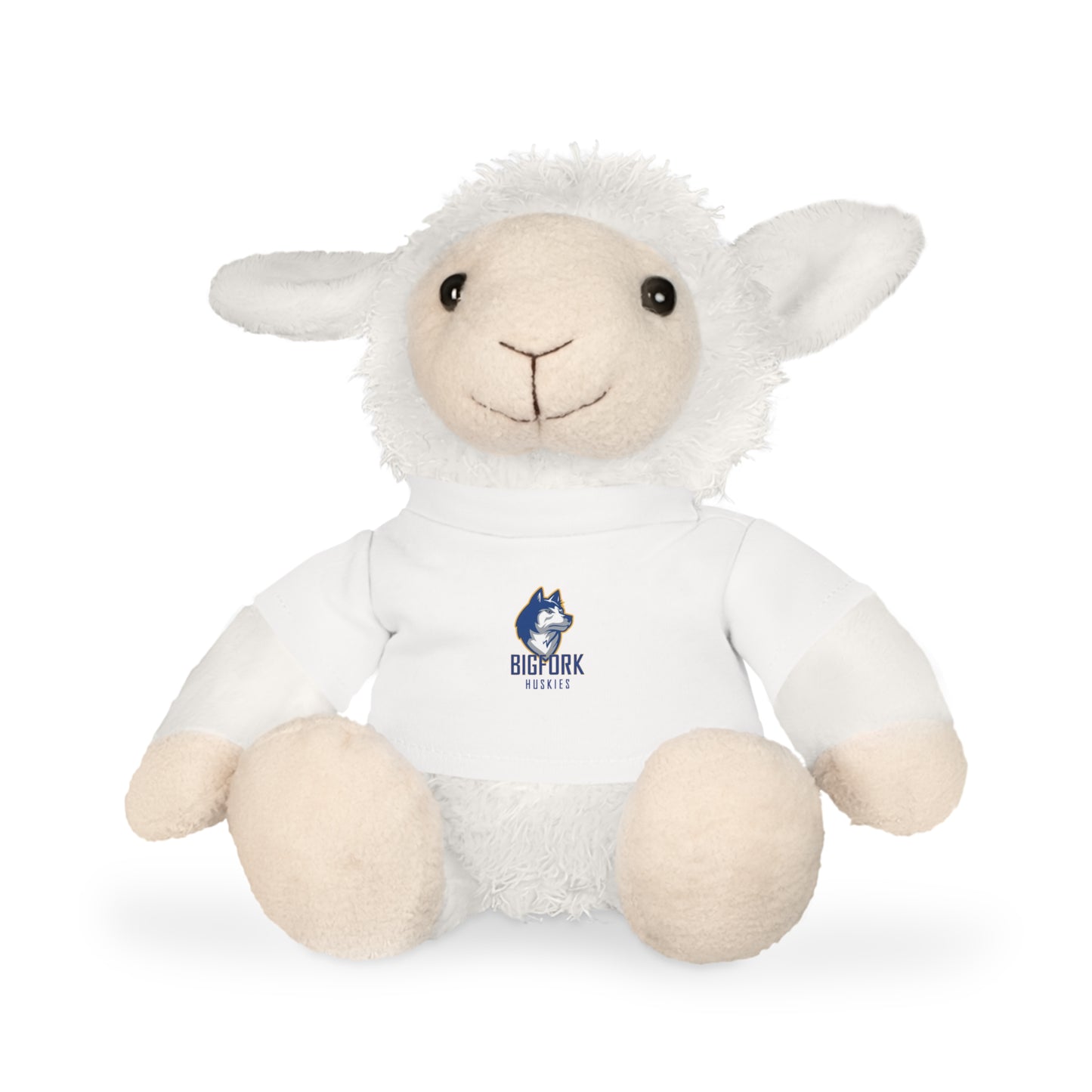 Bigfork Huskies Plush Buddies — Mini Tee w/ Logo (Sheep • Bear • Bunny • Elephant)