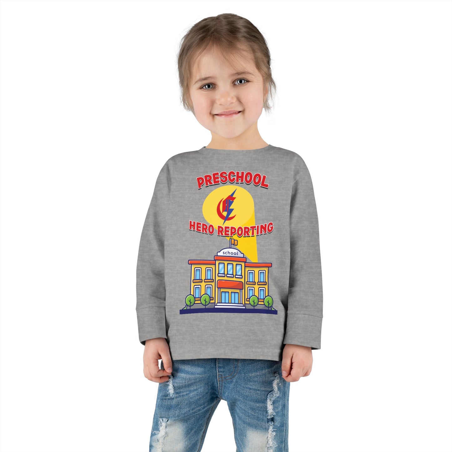 Preschool: Hero Reporting for Duty – Chisholm Bluestreaks Toddler Long Sleeve Tee