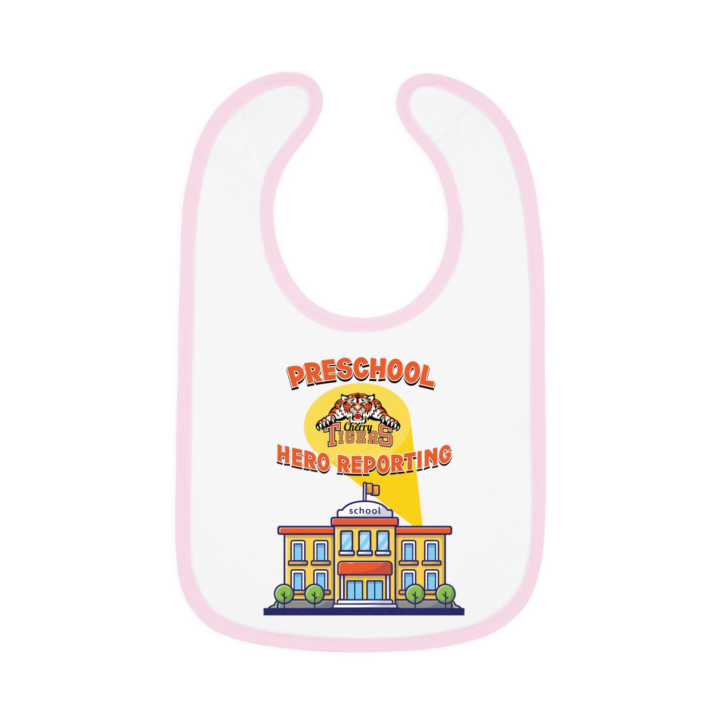 Preschool: Hero Reporting – Cherry Tigers Baby Bib