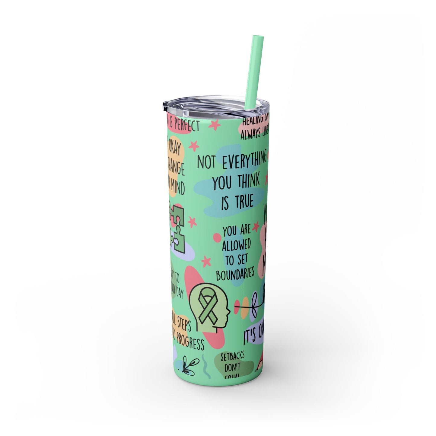 Mental Health Matters 20oz Skinny Tumbler – Self Care Cup