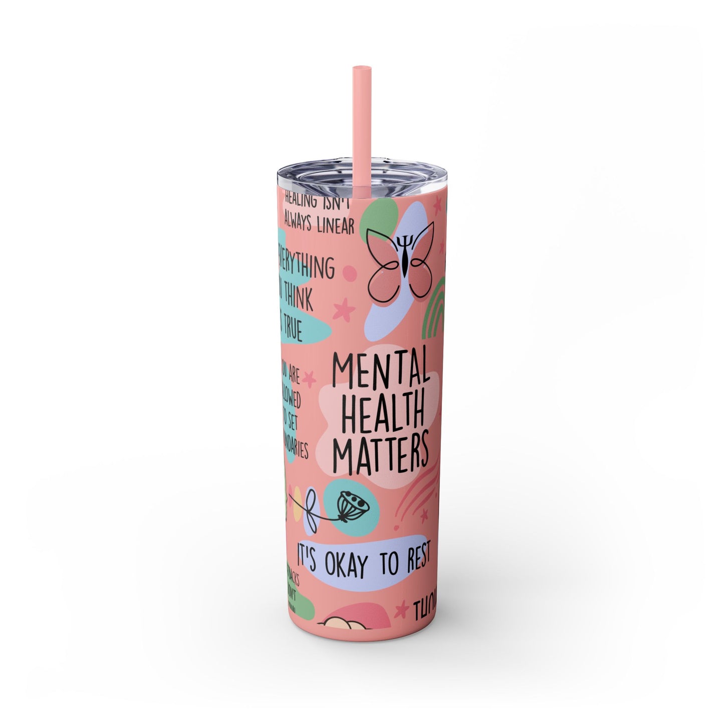 Mental Health Matters 20oz Skinny Tumbler – Self Care Cup