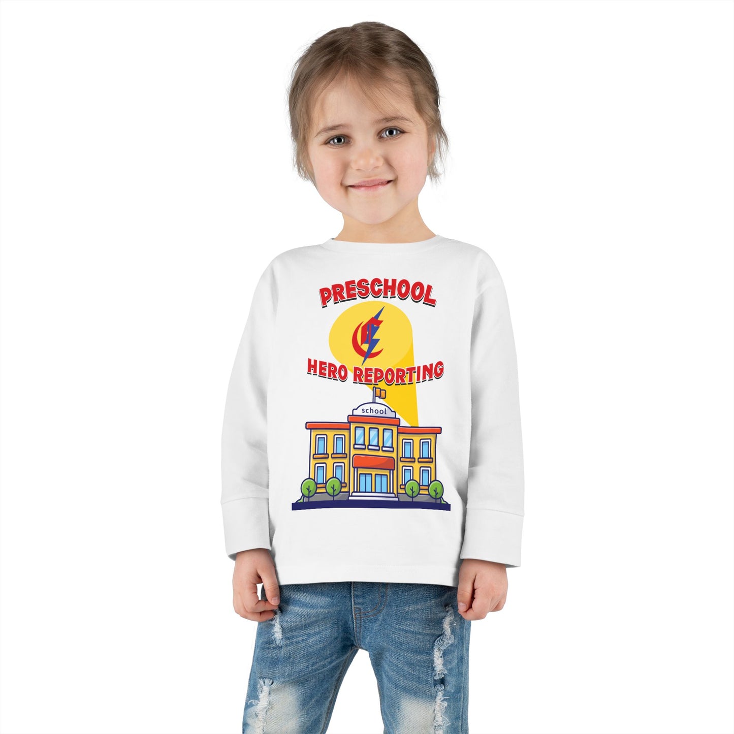 Preschool: Hero Reporting for Duty – Chisholm Bluestreaks Toddler Long Sleeve Tee