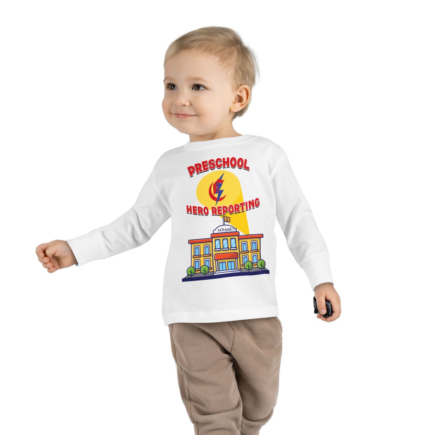 Preschool: Hero Reporting for Duty – Chisholm Bluestreaks Toddler Long Sleeve Tee