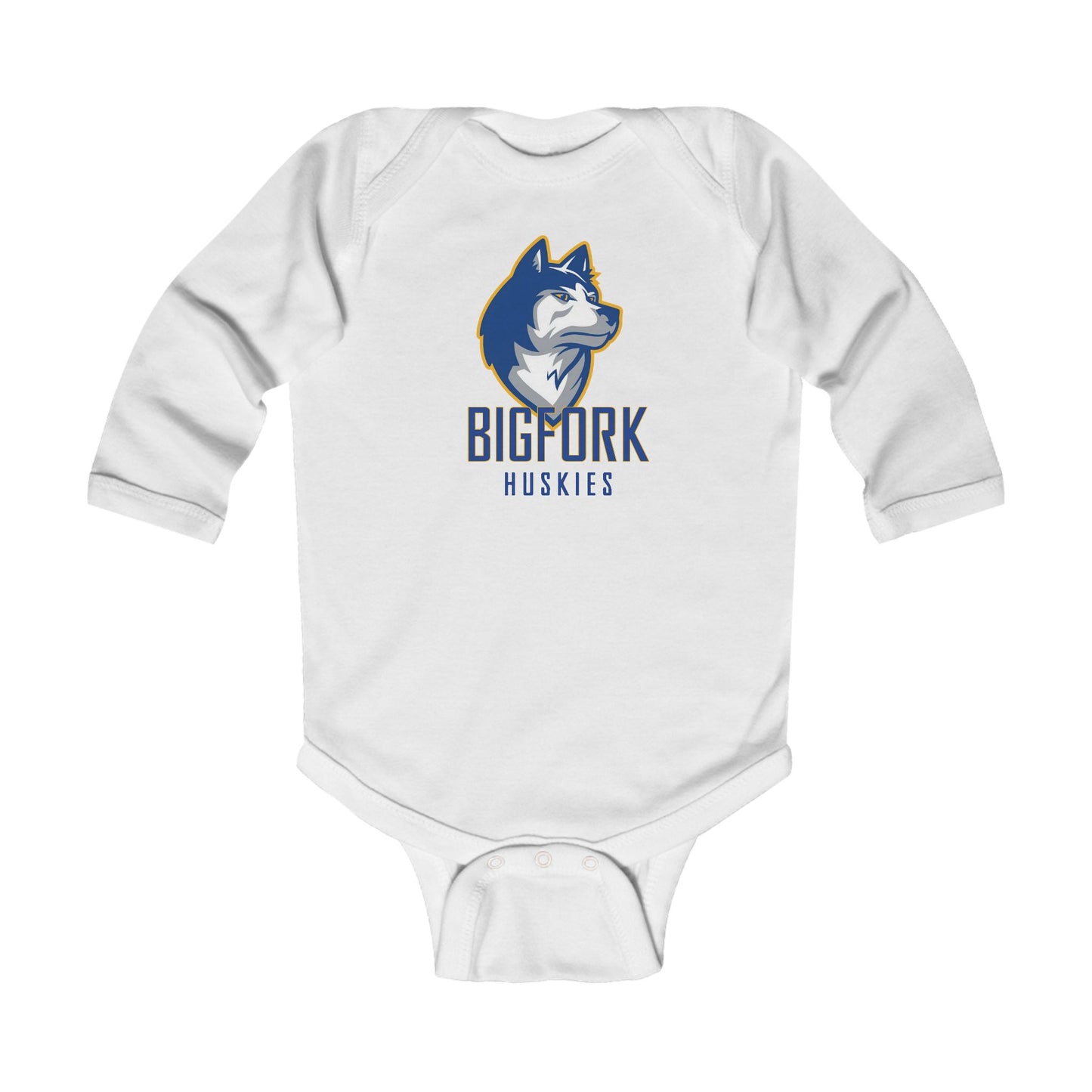 Little Huskies Long-Sleeve Bodysuit β Bigfork Logo, Cozy Cotton Blend