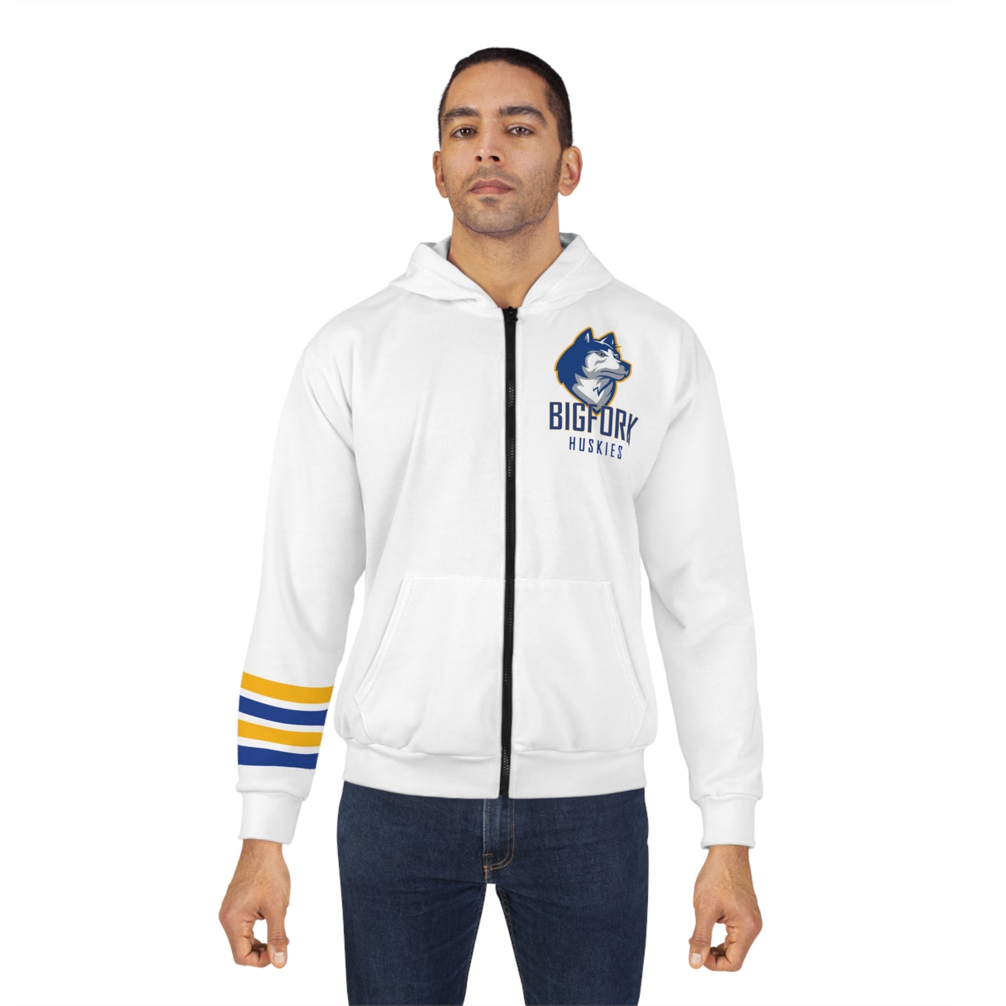 Bigfork Huskies Full-Zip Hoodie – Stripes & Husky Pride