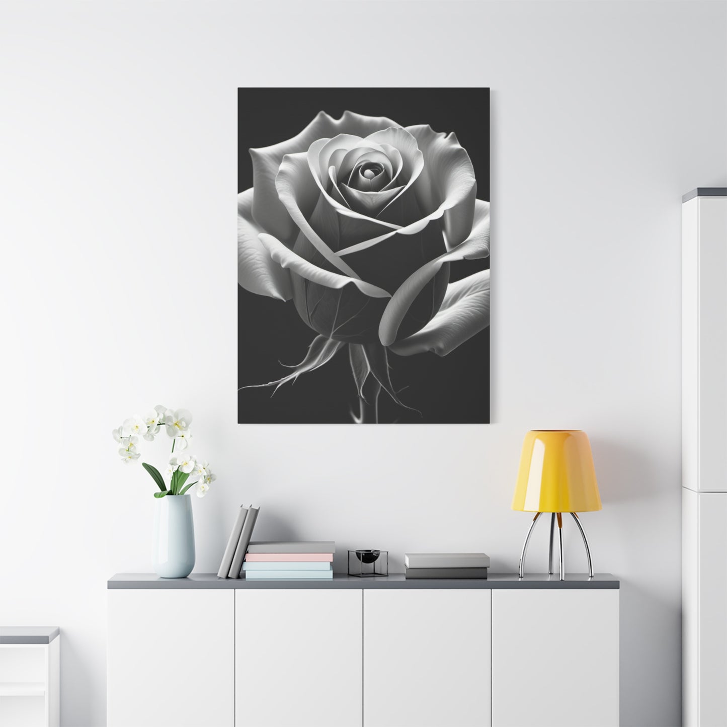 Elegant Black and White Rose Canvas Art