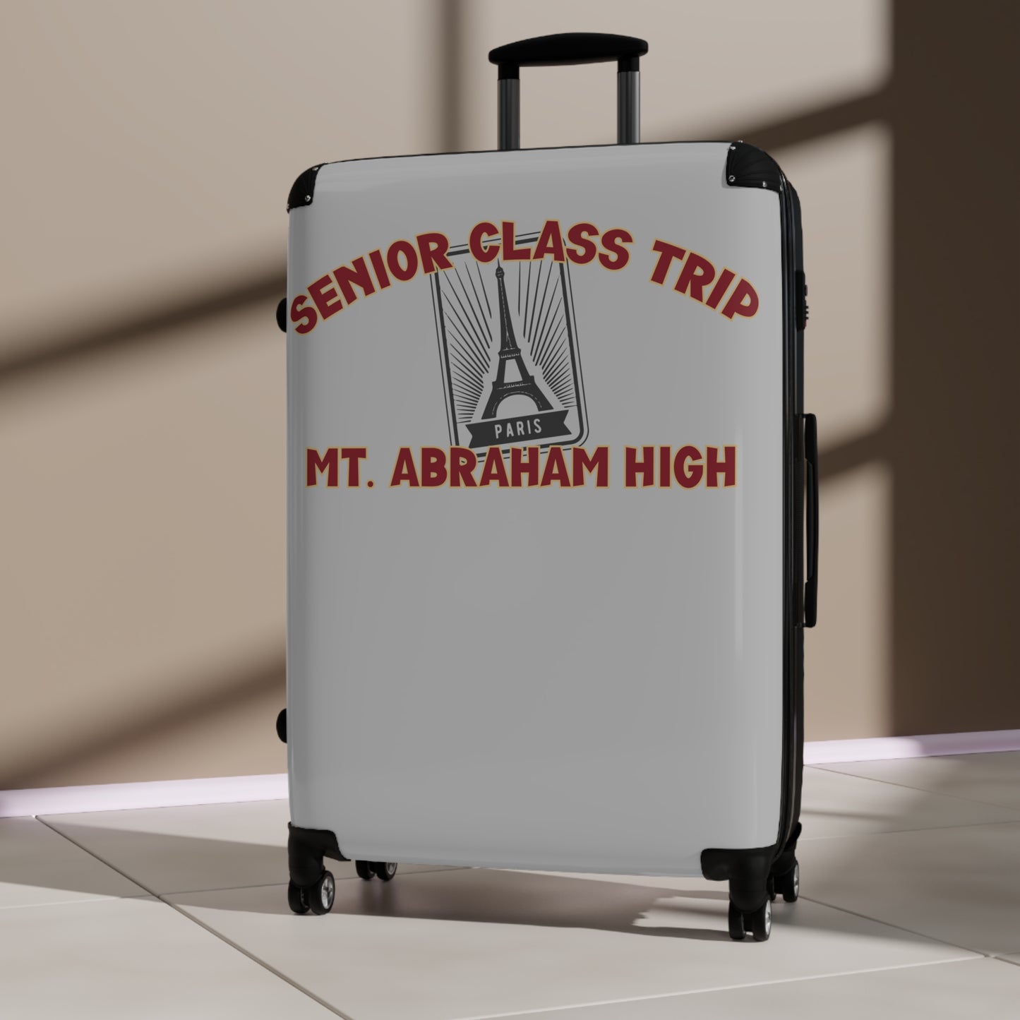 Mt. Abraham High Senior Class Trip Suitcase – Paris or Bust (Travel at Your Own Risk)