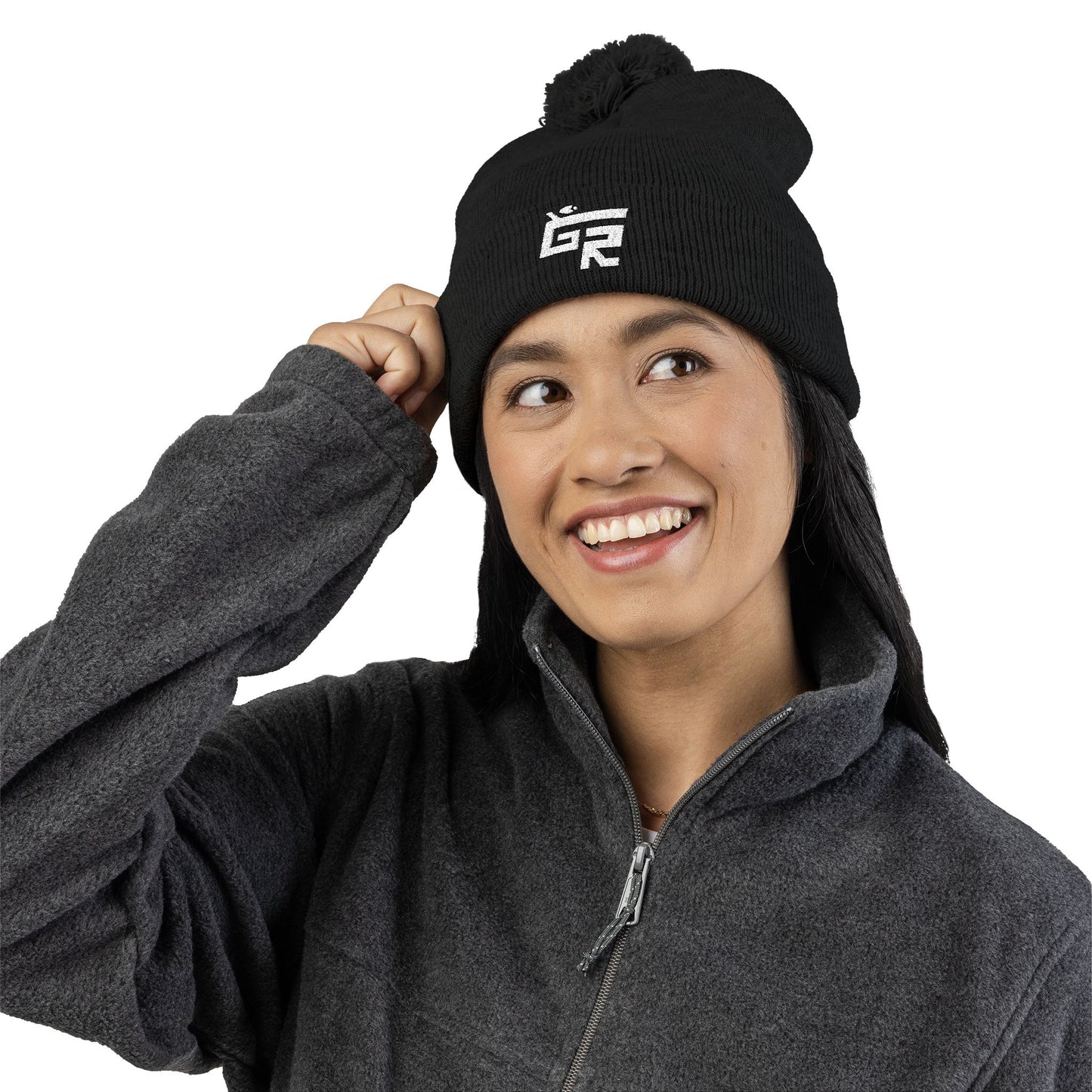 Pom-Pom Beanie (Hockey Spirit Embroidered Cap)