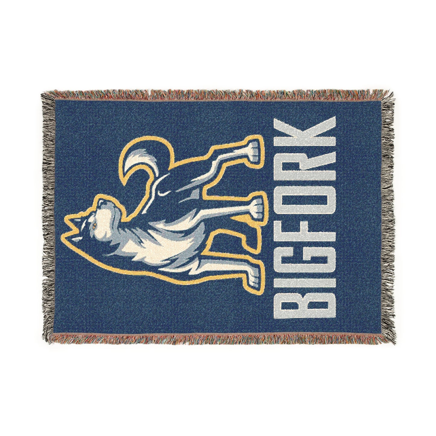 Bigfork Huskies Woven Throw Blanket β 100% Cotton, Fringed, 3 Sizes