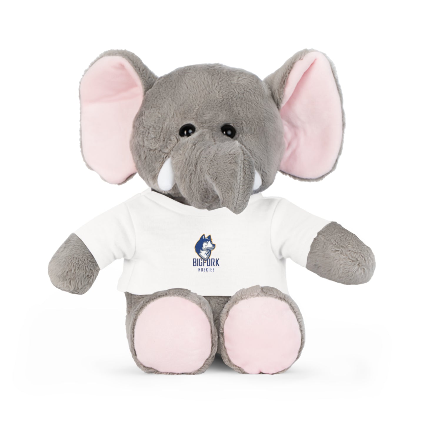 Bigfork Huskies Plush Buddies — Mini Tee w/ Logo (Sheep • Bear • Bunny • Elephant)