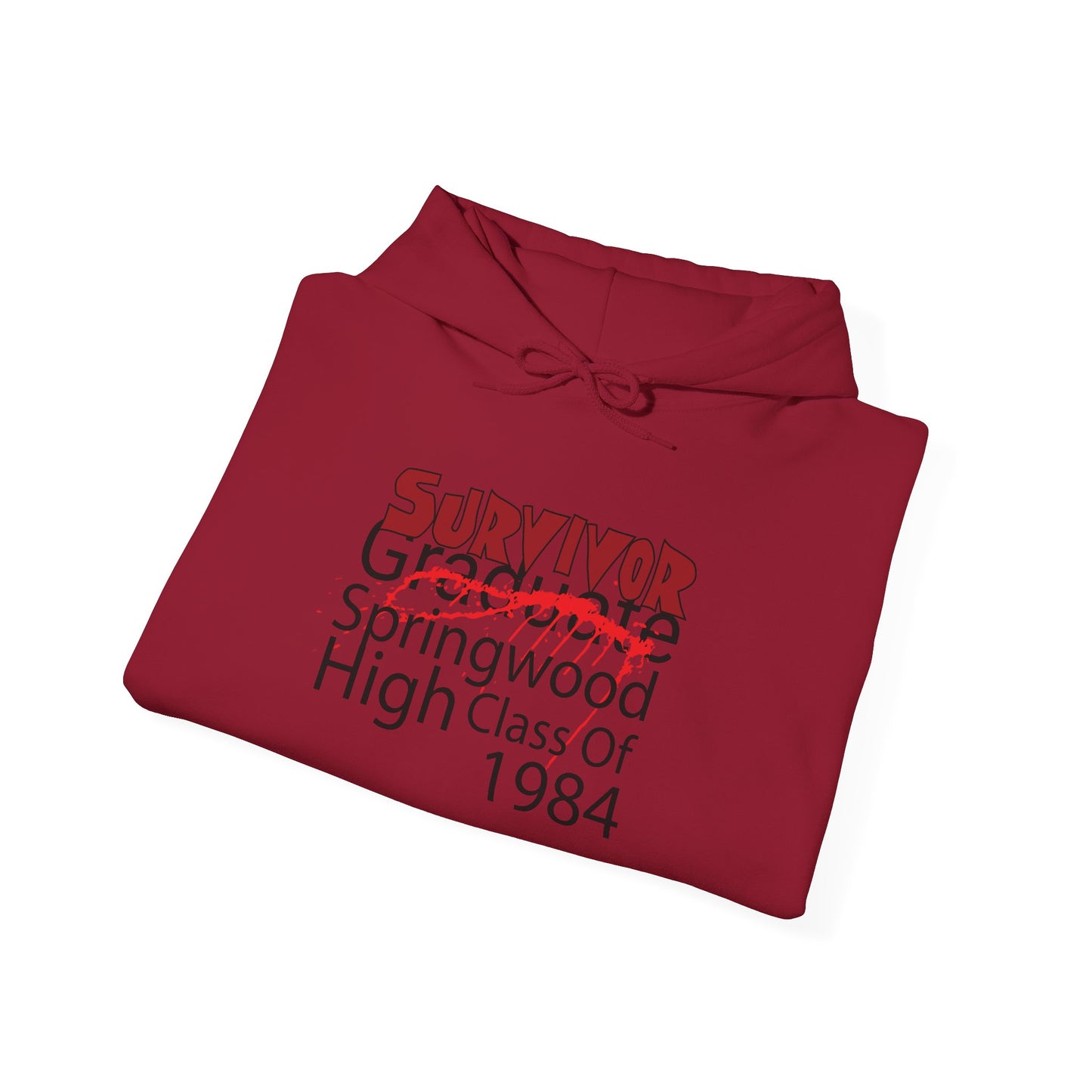 Springwood High Class of 1984 Survivor Hoodie – Horror Movie Alumni Gear