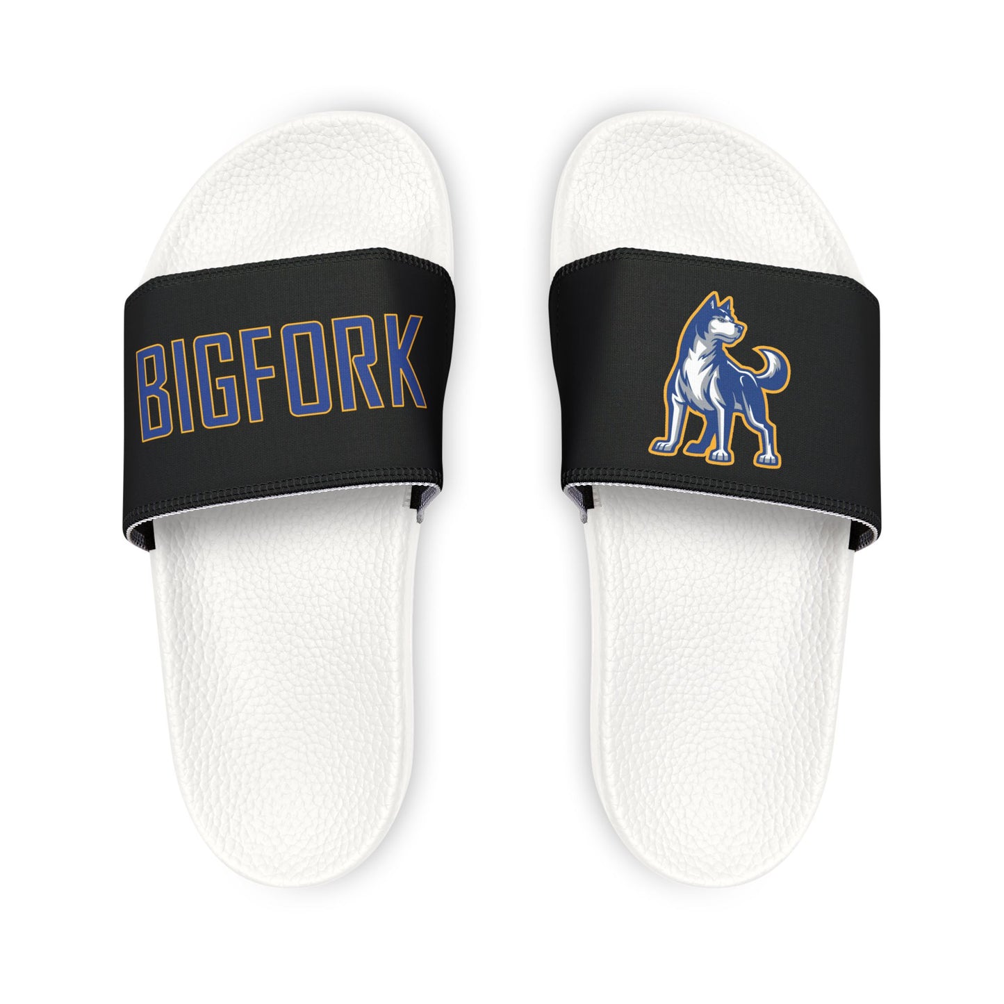 Bigfork Huskies Men’s Slide Sandals — Removable Straps (Black or White Outsole)
