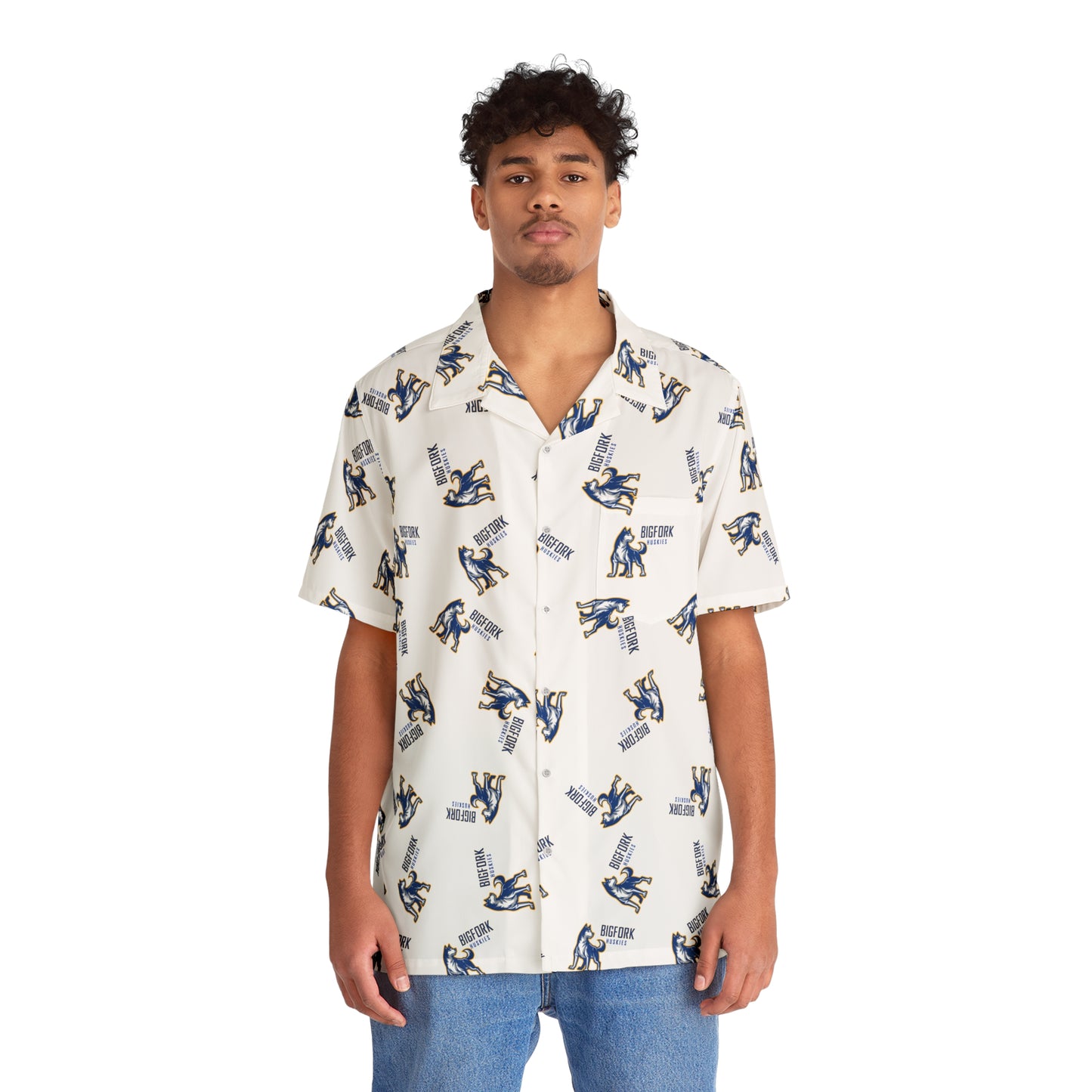 Bigfork Huskies Aloha Howl Hawaiian Shirt — Boxy Fit, Pocket, Summer Spirit
