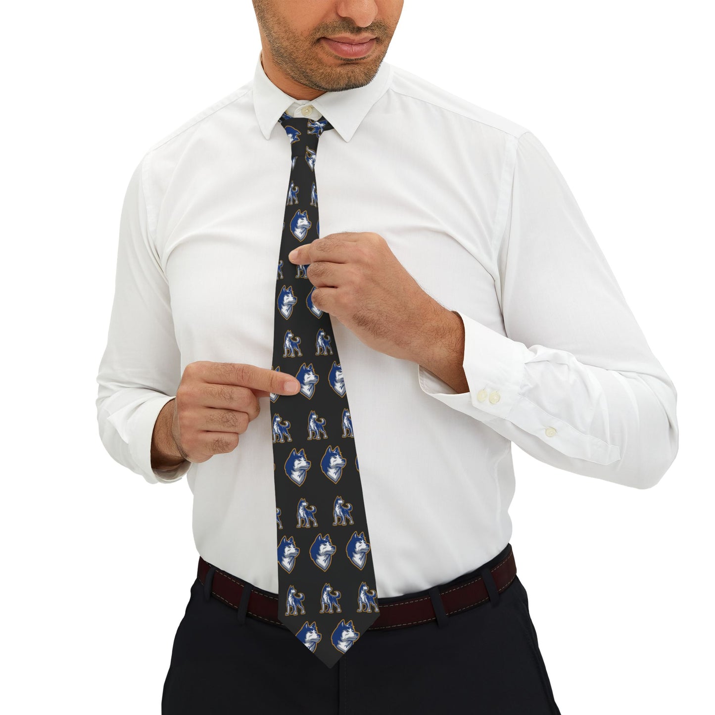 Bigfork Huskies Pattern Tie β All-Over Logo, Statement Neckwear
