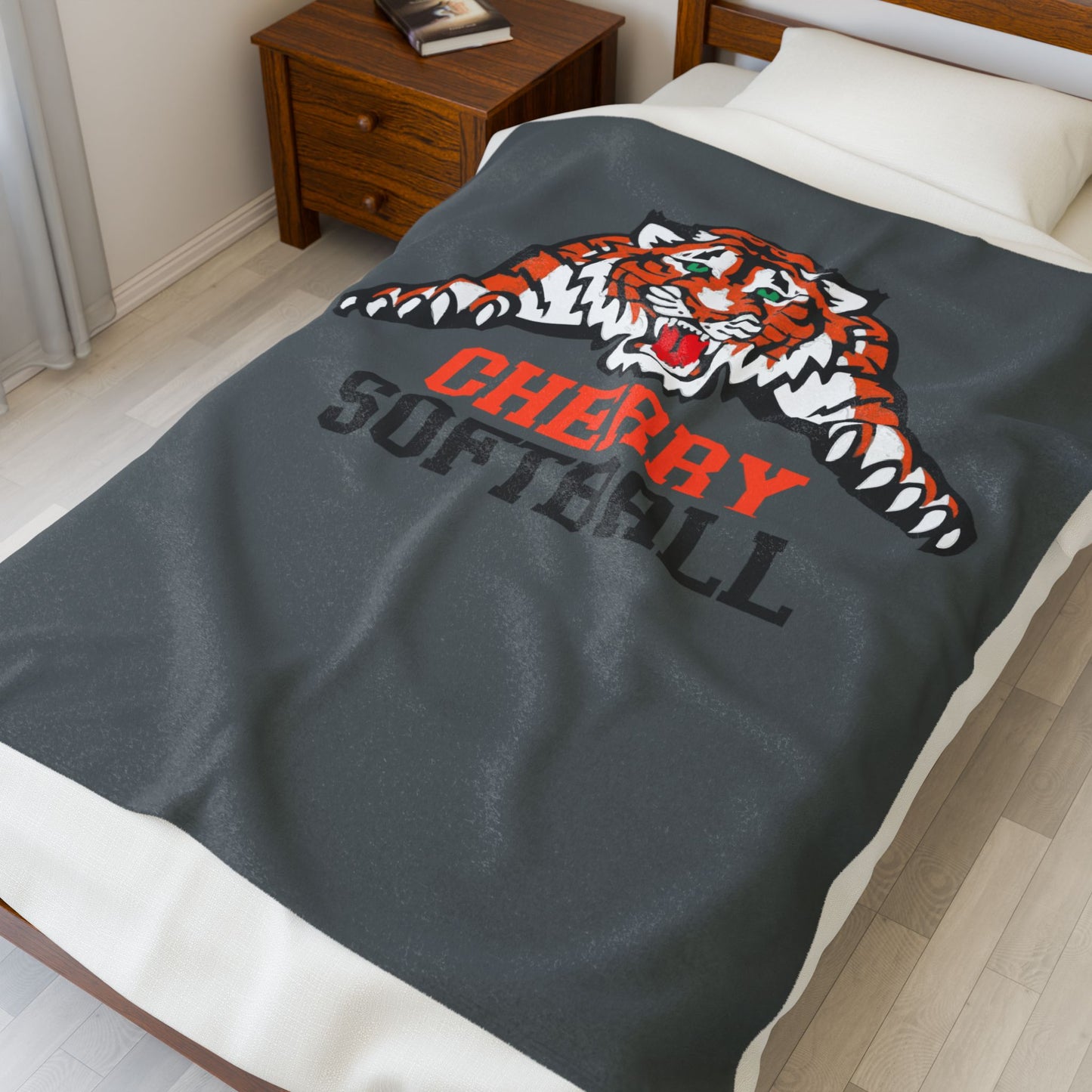 Cherry Tigers Softball Velveteen Blanket