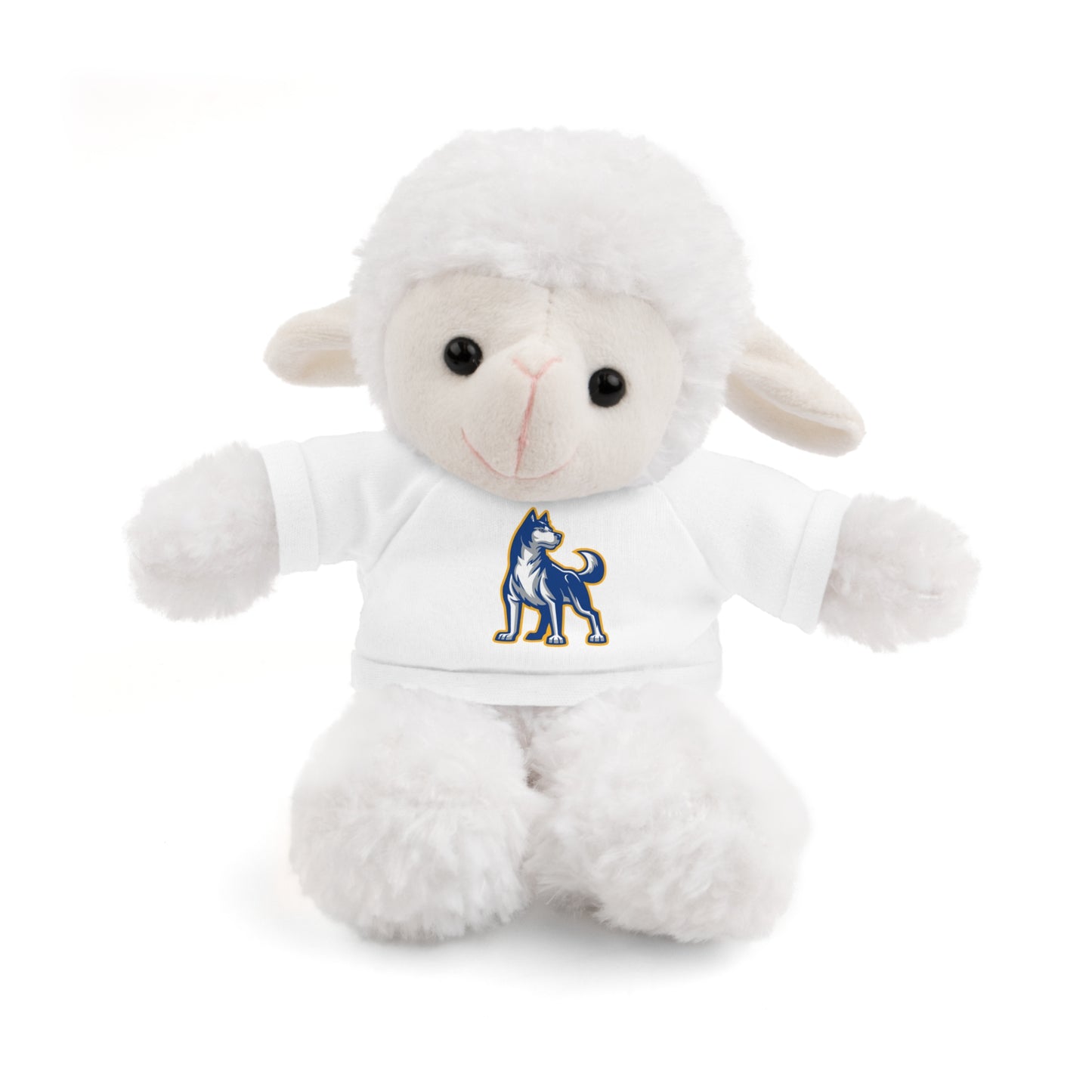 Huggable Huskies β 8" Plush Buddies w/ Logo Tee (Pick Your Animal + Tee Color)