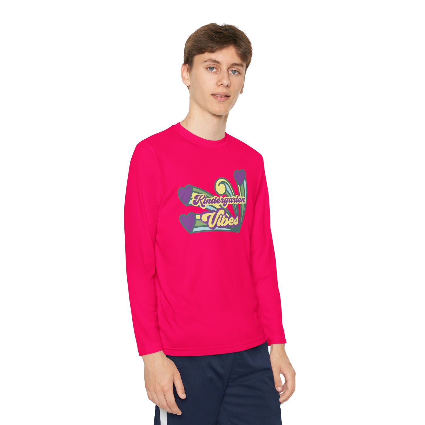 Kindergarten Vibes โ Youth Long Sleeve Performance Tee