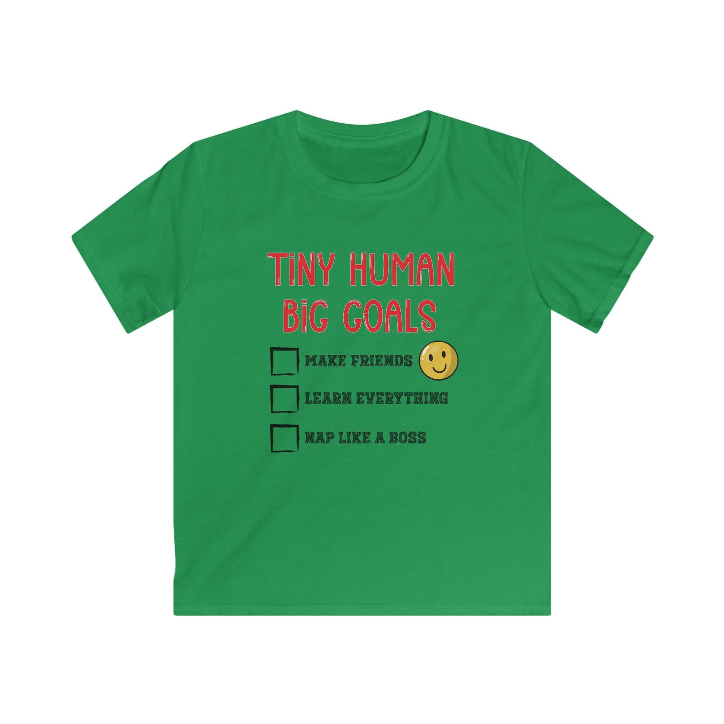 Tiny Human, Big Goals β Kids Softstyle Tee