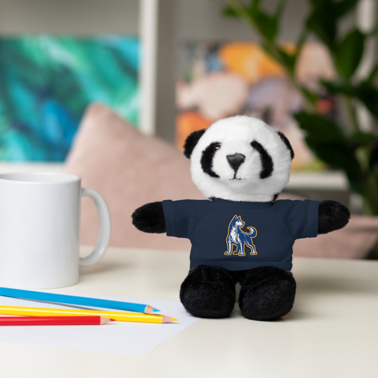 Huggable Huskies β 8" Plush Buddies w/ Logo Tee (Pick Your Animal + Tee Color)