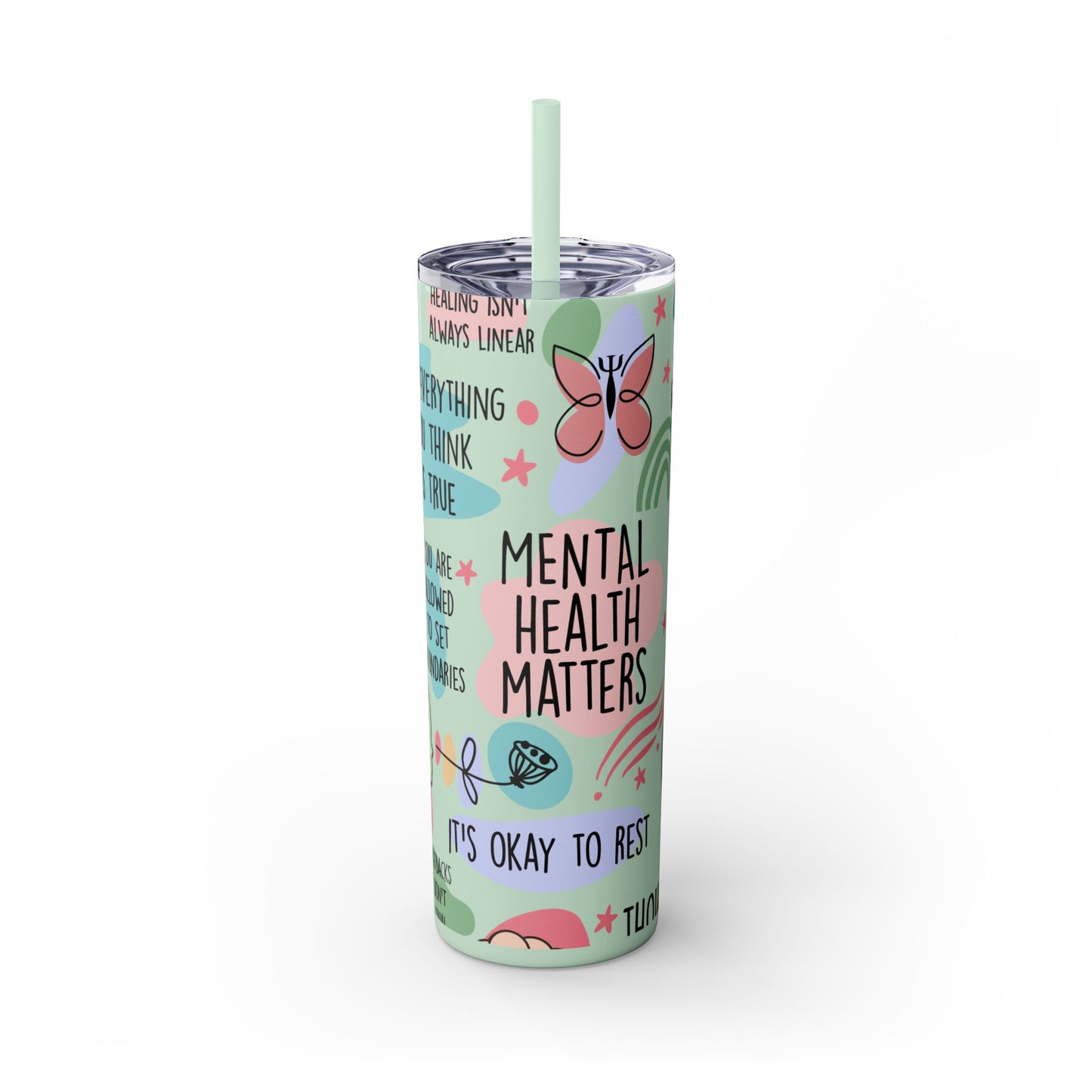 Mental Health Matters 20oz Skinny Tumbler – Self Care Cup