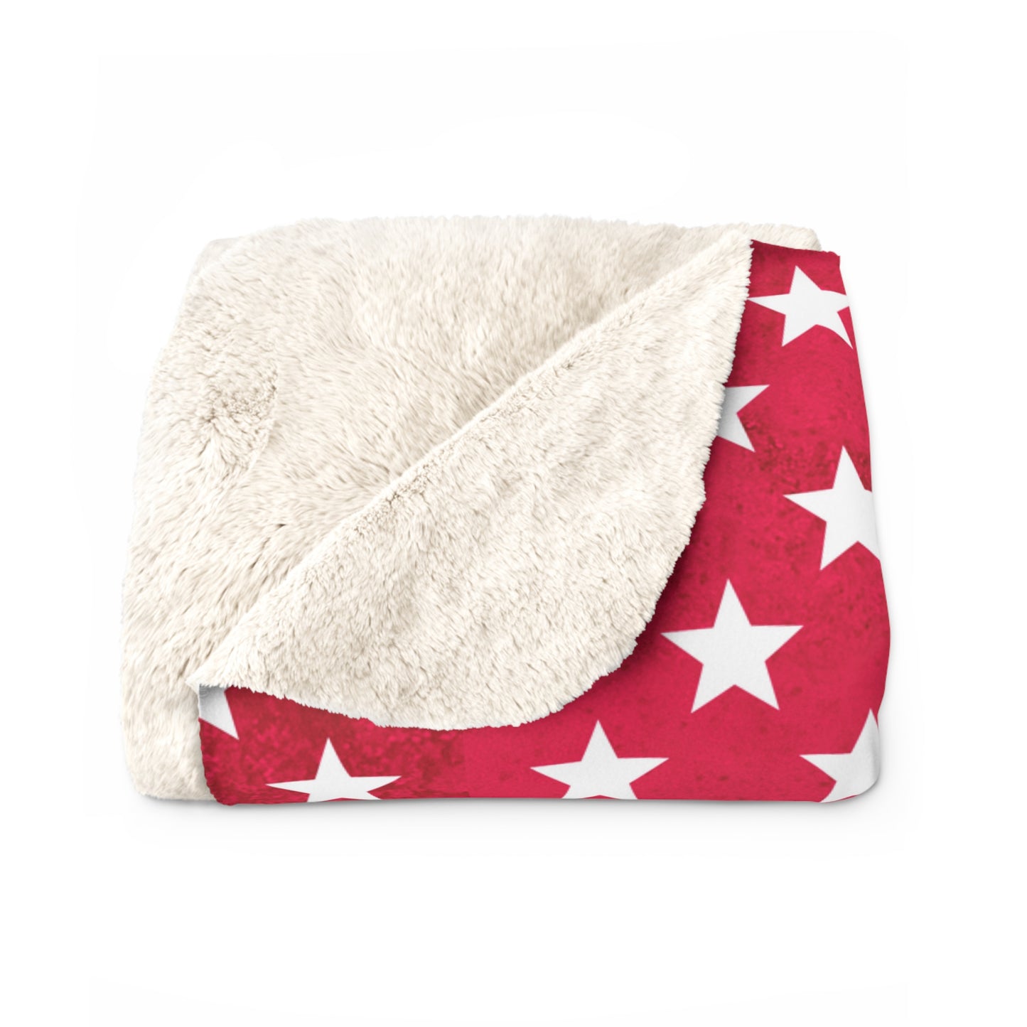 USA Stars Red Sherpa Fleece Blanket – Cozy Patriotic Comfort