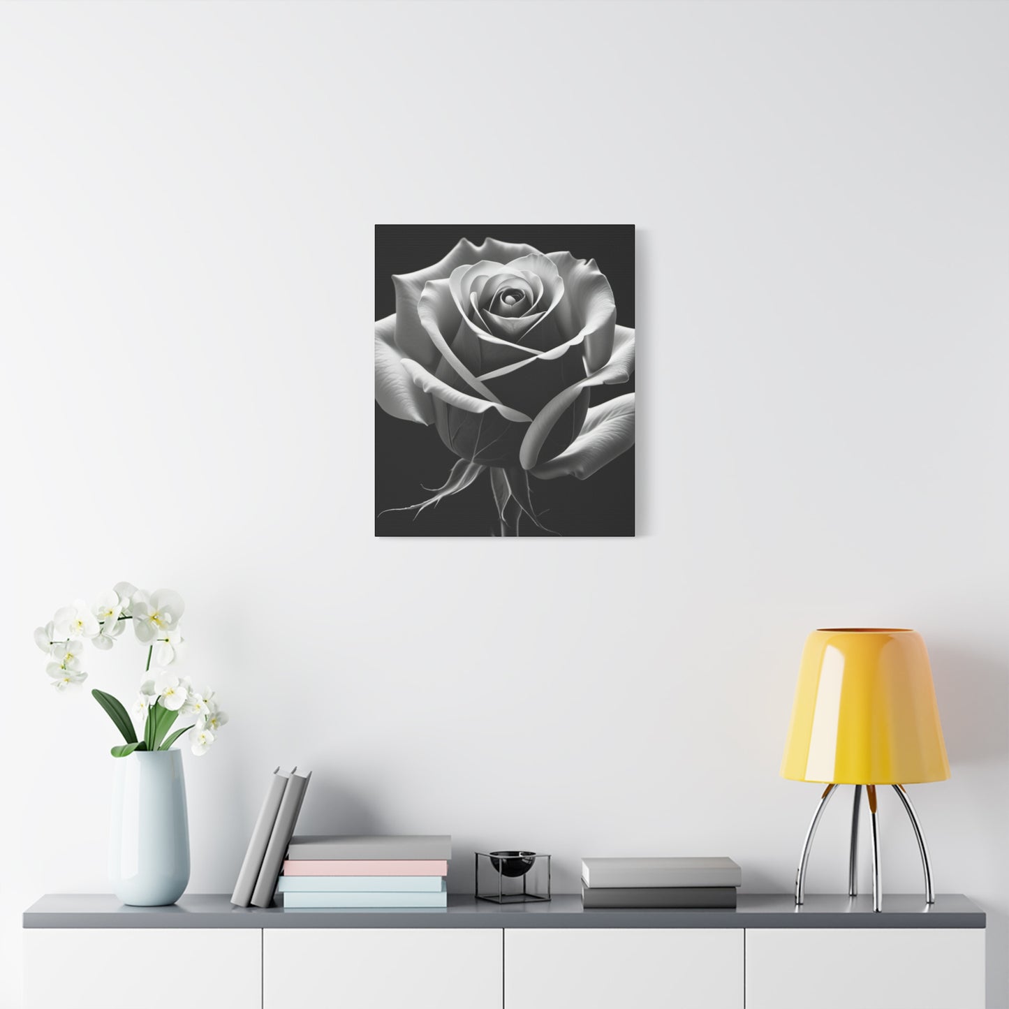 Elegant Black and White Rose Canvas Art
