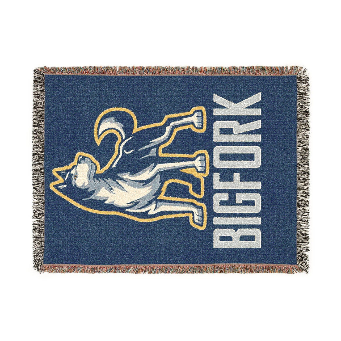 Bigfork Huskies Woven Throw Blanket β 100% Cotton, Fringed, 3 Sizes
