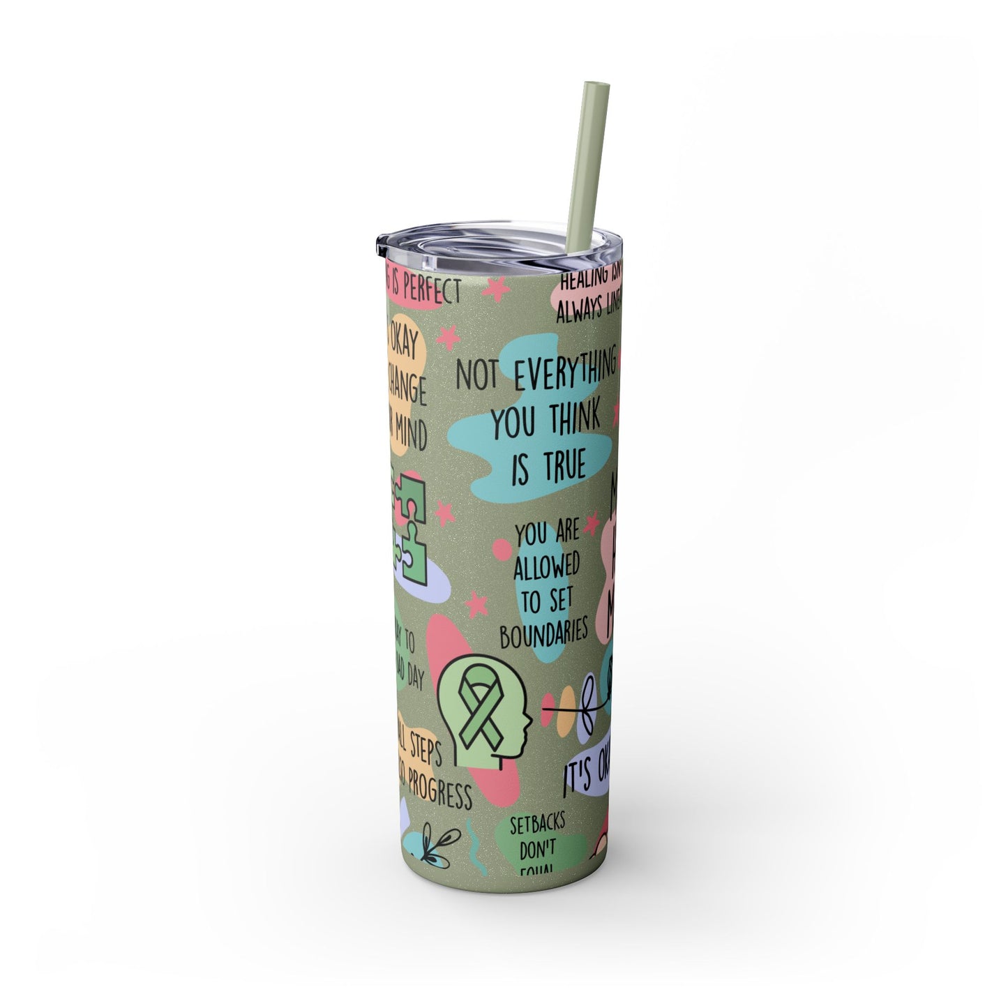 Mental Health Matters 20oz Skinny Tumbler – Self Care Cup
