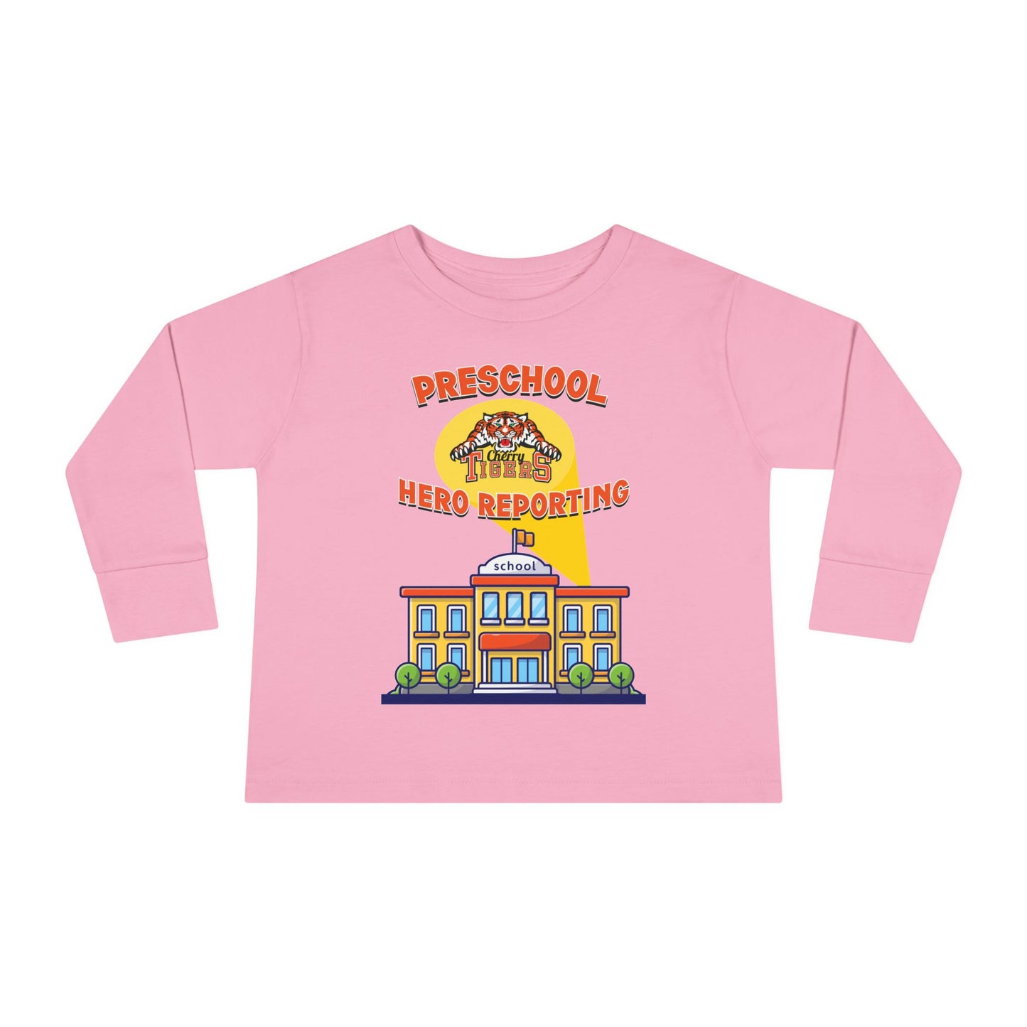 Preschool: Hero Reporting for Duty – Cherry Tigers Toddler Long Sleeve Tee