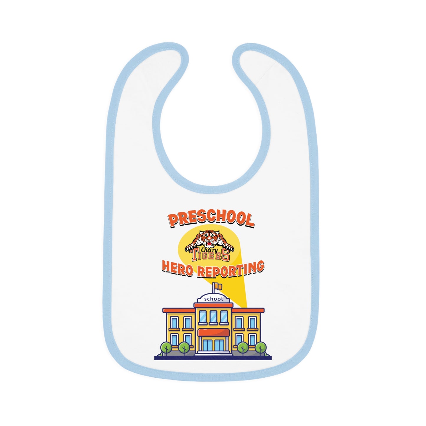 Preschool: Hero Reporting – Cherry Tigers Baby Bib