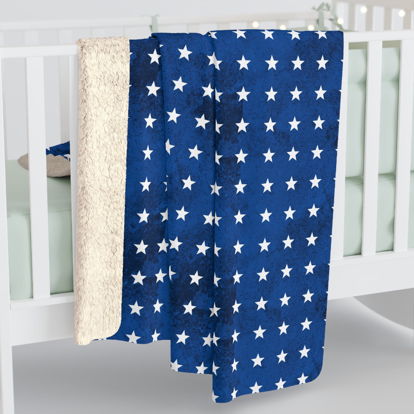 USA Stars Sherpa Fleece Blanket – Cozy, Patriotic Design