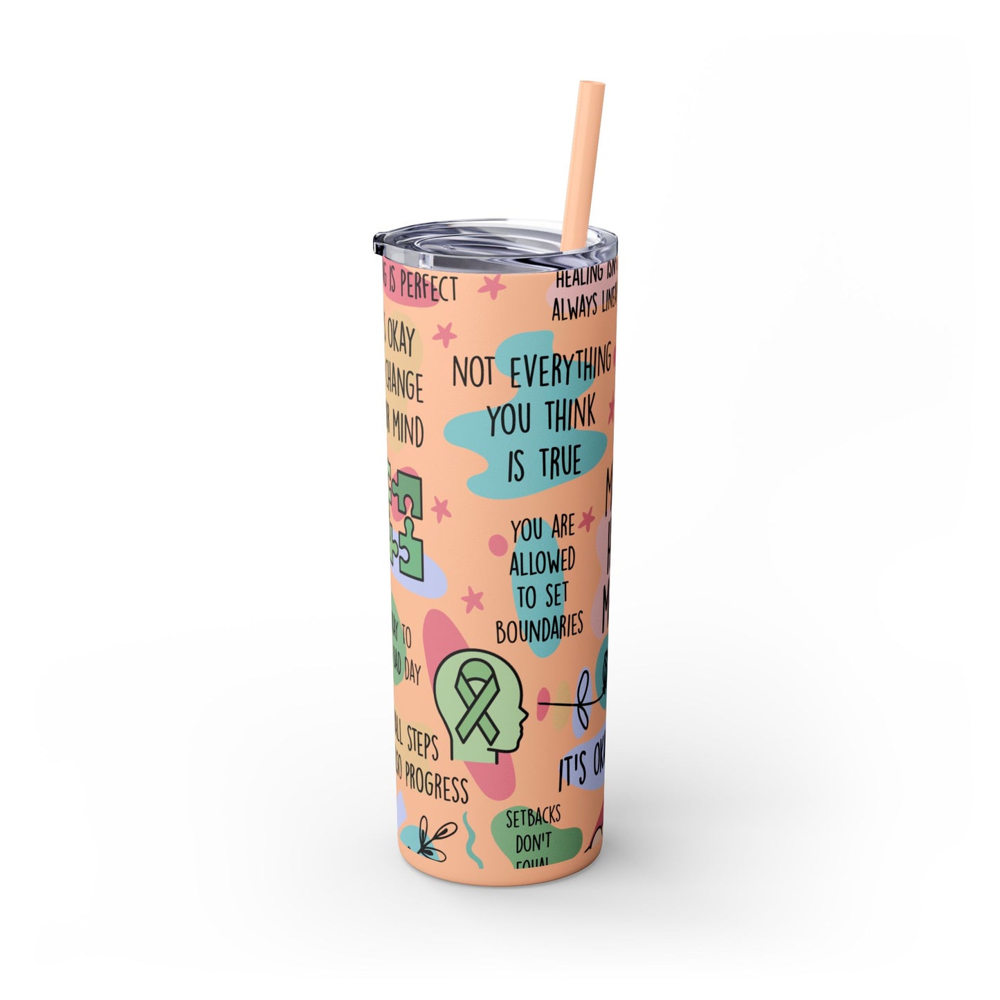 Mental Health Matters 20oz Skinny Tumbler – Self Care Cup
