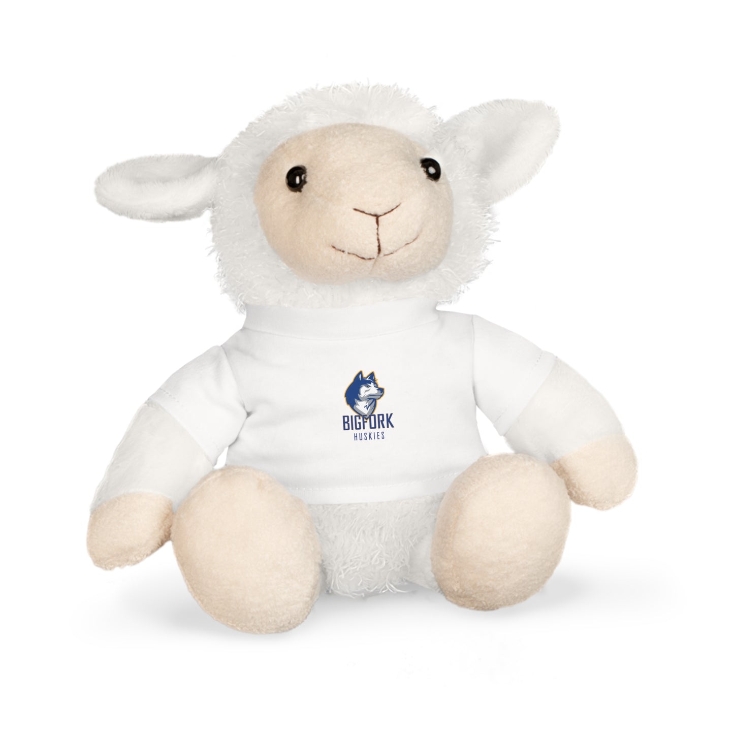 Bigfork Huskies Plush Buddies — Mini Tee w/ Logo (Sheep • Bear • Bunny • Elephant)