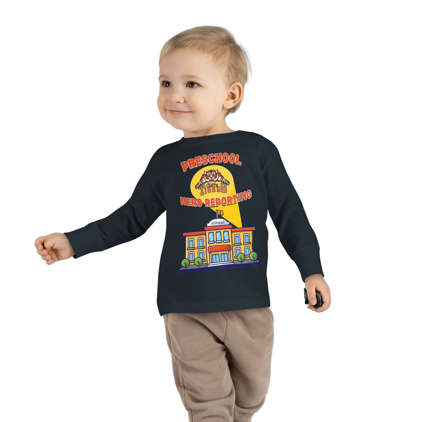 Preschool: Hero Reporting for Duty – Cherry Tigers Toddler Long Sleeve Tee